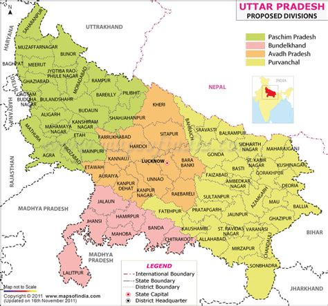 Map Uttar Pradesh | Color 2018