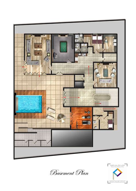 Basement Floor Plan swimming Pool | Modern house plans, Small house ...