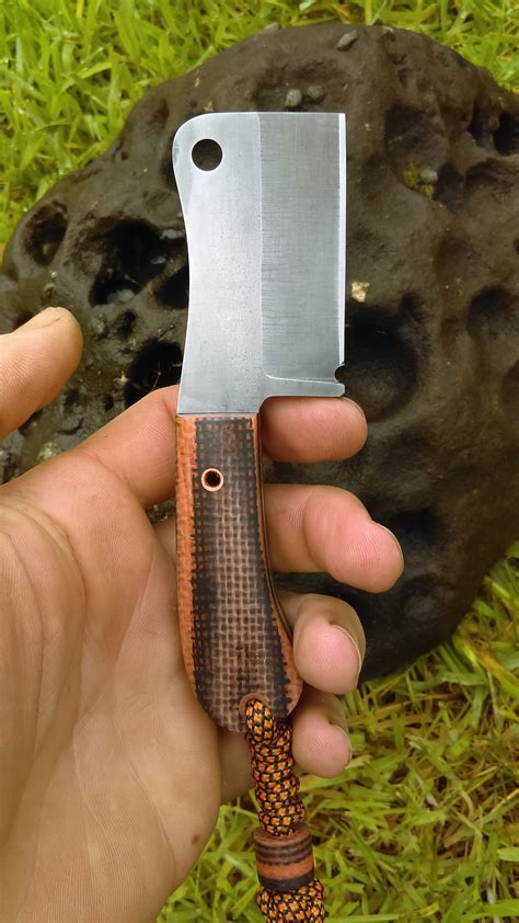 Mini EDC Cleaver with bead /handmade knife /survival knife /custom ...