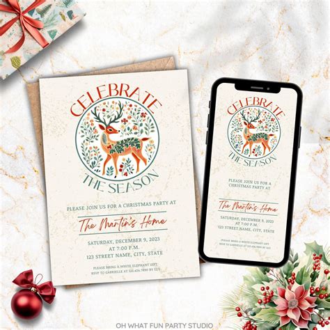 Canva Christmas Party Invitation, Christmas Invite Bundle, Christmas ...