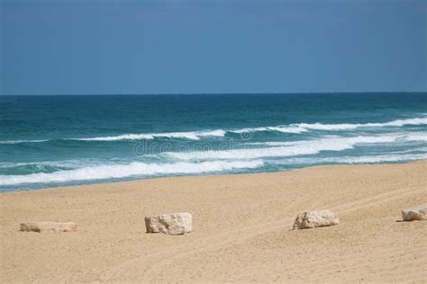 Sandy Beach of the Mediterranean Sea in Ashkelon, Israel Stock Photo - Image of daytime, ancient ...