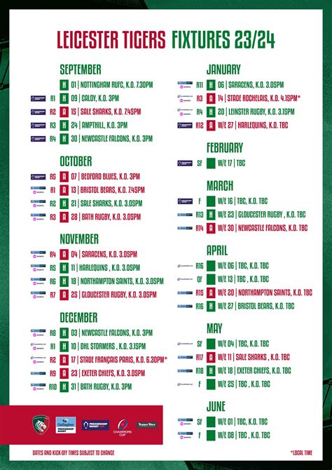 2023/24 Gallagher Premiership Rugby fixtures announced | Leicester Tigers