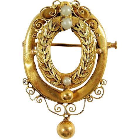 Antique and rare 18K solid gold brooch, late Victorian jewelry, Ca. from midwest-art-objects on ...