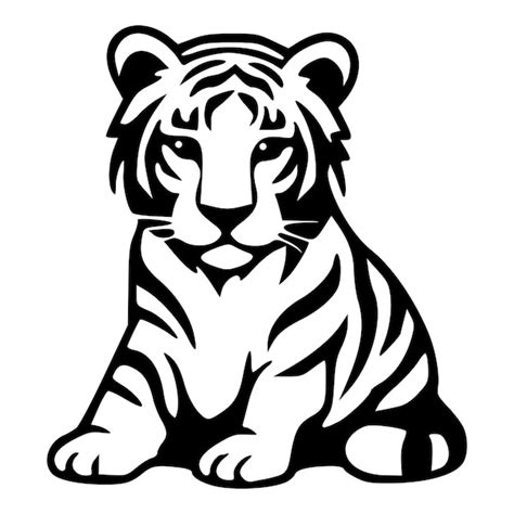 Premium Vector | Tiger clipart black outlines vector illustration