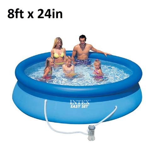 Intex, 8ft x 24in, Inflatable Above Ground Swimming Pool with Filter ...