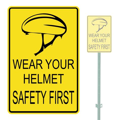 Wear Your Helmet Safety First Heavy Duty Aluminum Warning