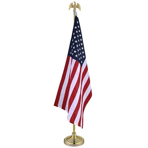 Yescom 8FT Telescoping Indoor Flag Pole Kit Eagle Topper Aluminum Gold ...