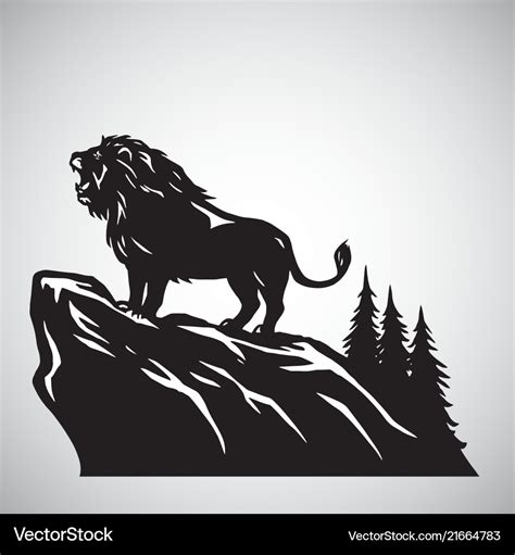 Wild lion snarling roaring on a hill icon Vector Image