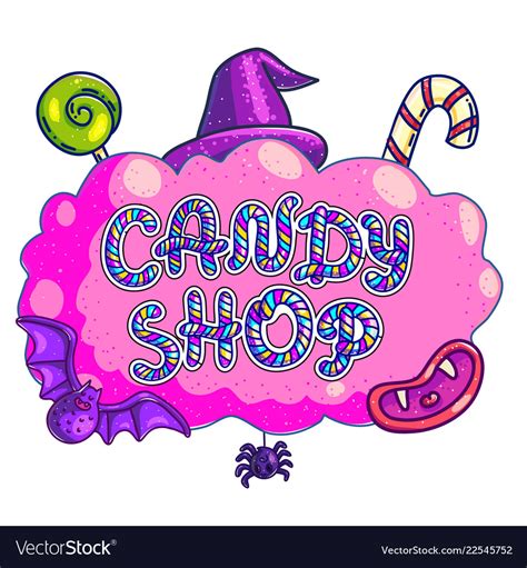 Candy shop hand drawn logo design Royalty Free Vector Image