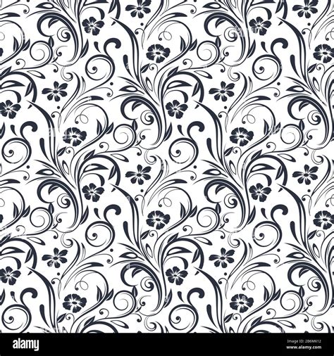 Black filigree floral pattern. Black and white seamless background Stock Vector Image & Art - Alamy