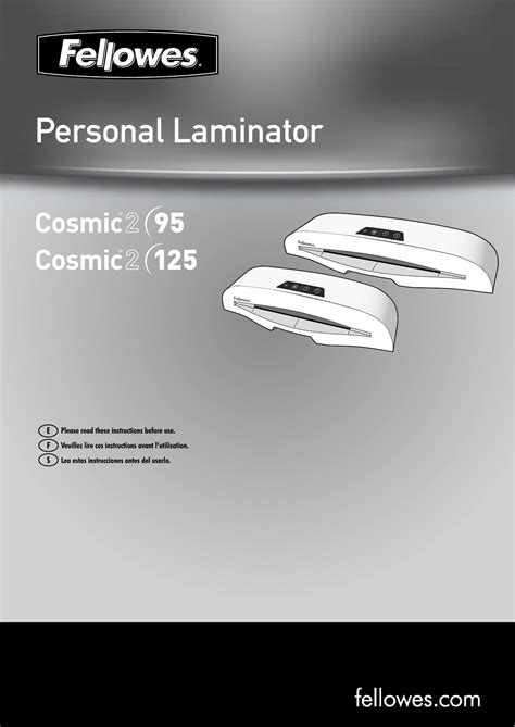 Fellowes Laminator Cosmic2 125 Users Manual