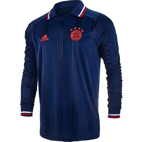 adidas Bayern Munich L/S Retro Jersey - Collegiate Navy/FCB True Red ...