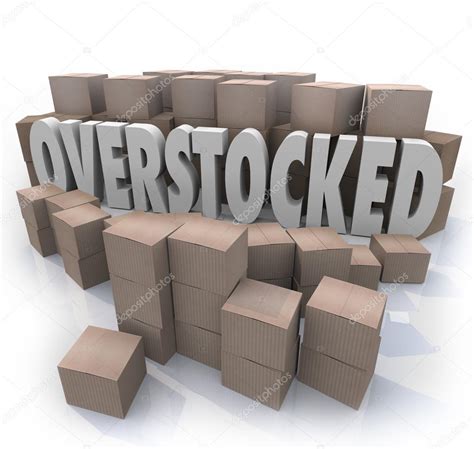 Overstocked Words Cardboard Boxes Warehouse Inventory — Stock Photo ...