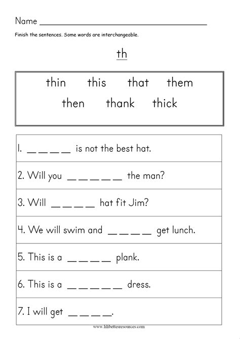 Free Th Sound Worksheets