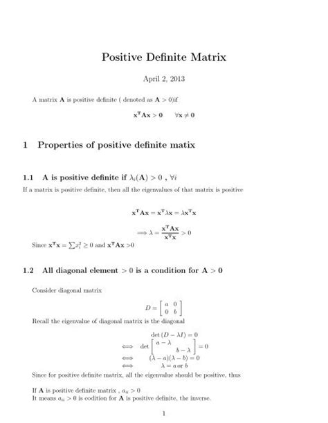 Positive Definite Matrix