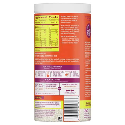 Metamucil Psyllium Fiber Powder, No Sugar, Unflavored,, 56% OFF