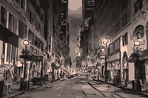 Dark City Street, Digital Arts by Jack Cash Jr | Artmajeur