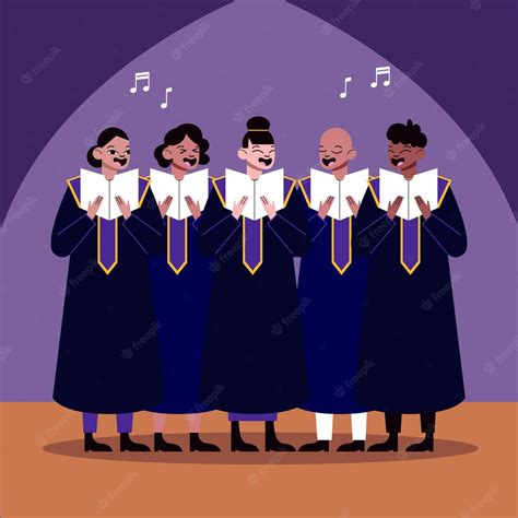 Premium Vector | Adults singing together in a gospel choir illustrated