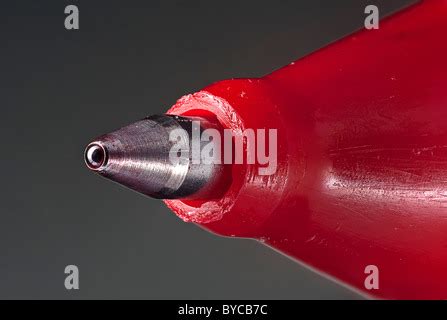 Extreme close up of the tip of a ballpoint pen Stock Photo: 27637147 ...