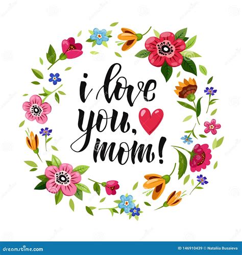 Happy Mothers Day Card. I Love You Mom Stock Vector - Illustration of ...