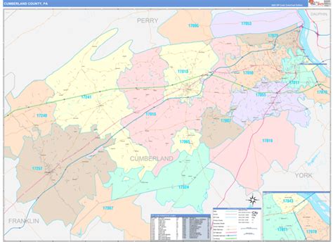 Cumberland County, PA Wall Map Color Cast Style by MarketMAPS - MapSales