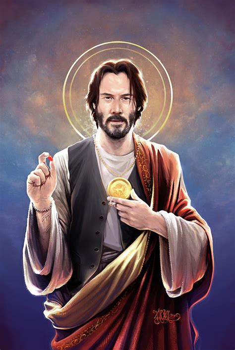 Saint Keanu of Reeves - Original Keanu Reeves Religious Painting Digital Art by Vincent Carrozza ...