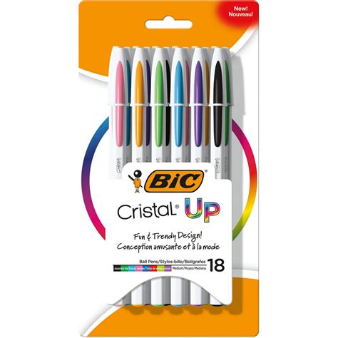 BIC Cristal Up Ballpoint Pen, Medium Point (1.2mm), Assorted Colors, 18 Count - Walmart.com ...