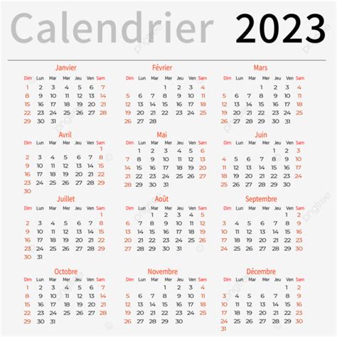 2023 Calendars PNG Transparent, 2023 French New Year Calendar ...