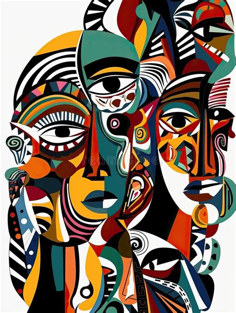 AI Generated Illustration of a Stylized Painting of Faces in a Variety ...