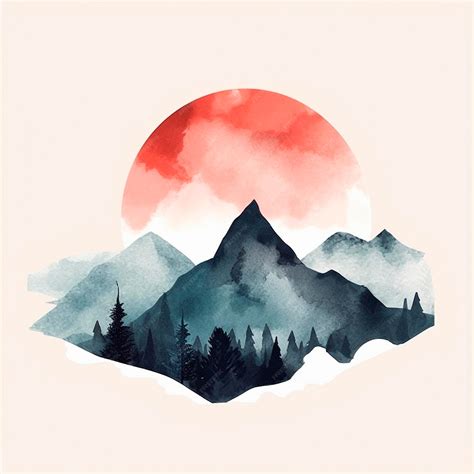 Premium AI Image | Drawing mountains watercolor