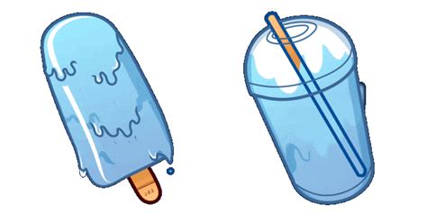 Blue Ice Pop & Milk Cocktail Animated Cursor - Aesthetic Animated Cursor