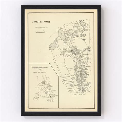 Vintage Map of Northwood, New Hampshire 1892 by Ted's Vintage Art