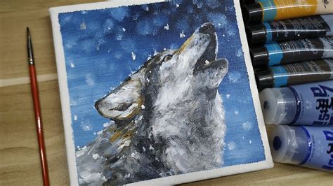 Acrylic painting / A wolf in the snow /Easy painting Tutorial #108 - YouTube