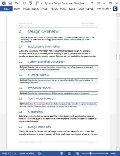 System Design Document Templates (MS Word/Excel) – Templates, Forms, Checklists for MS Office ...