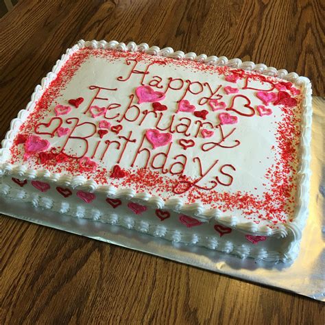 February Birthday Cake with White Frosting and Red Sprinkles