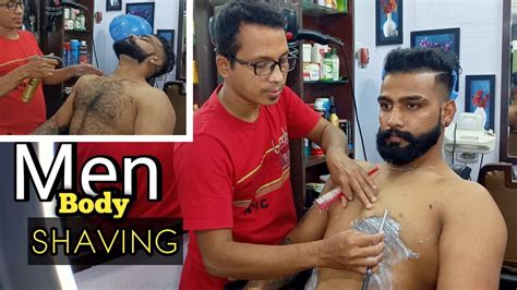 FULL BODY SHAVING || MEN BODY HAIR REMOVAL || BARBER SHOP BODY SHAVE 🪒🔥 ...