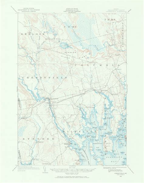 Cherryfield, Maine 1902 (1966) USGS Old Topo Map 15x15 Quad - OLD MAPS