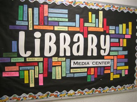 a library bulletin board with the word library written on it