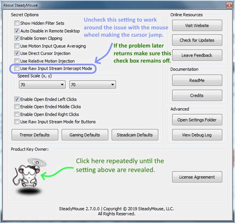 SteadyMouse - Troubleshooting