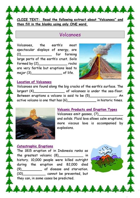 Types Of Volcano Activity Sheet