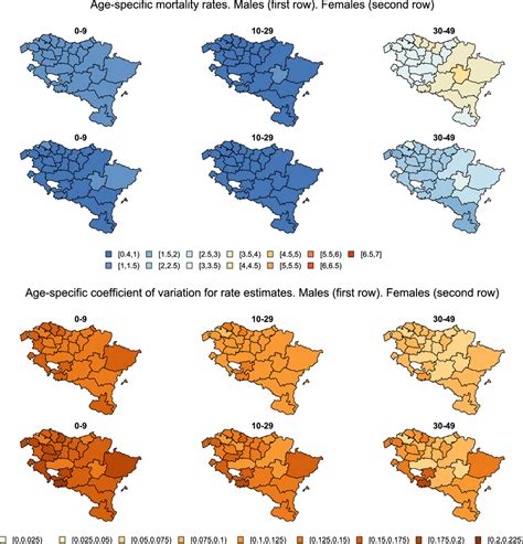 Posterior means of gender-specific mortality rates and coefficients of... | Download Scientific ...