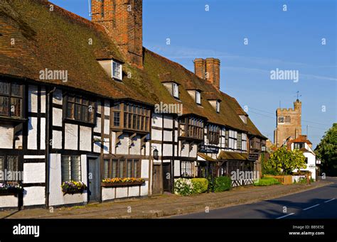 The High Street Biddenden Kent, UK, with All Saints' Church in the ...