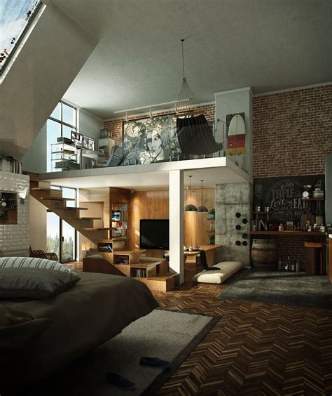 Compact Loft Apartment With High Ceiling Creates Extra Work Space | iDesignArch | Interior ...