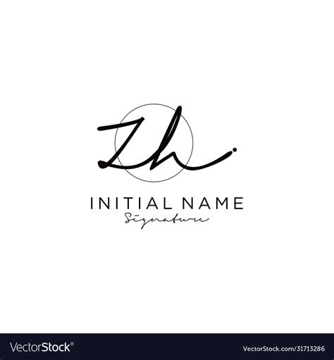 Zh initial handwriting logo design Royalty Free Vector Image