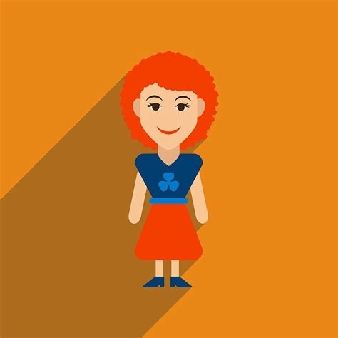 Flat web icon with long shadow Irish woman vector eps ai | UIDownload