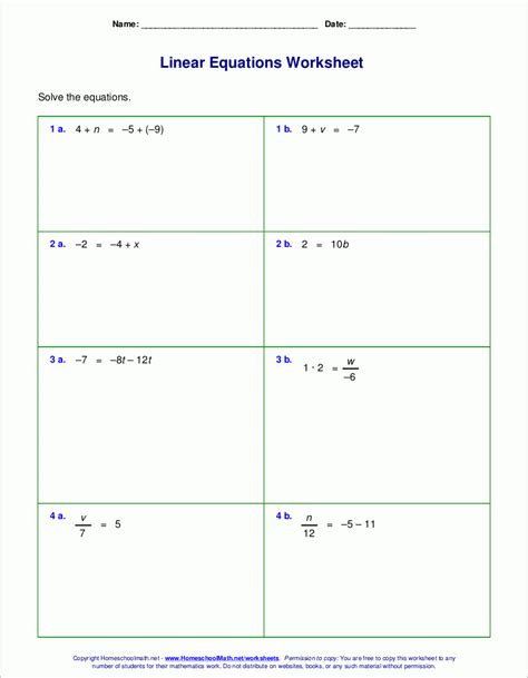 Basic Algebra Worksheets Free Printable - Printable Word Searches