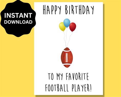 Football Birthday Card Happy Birthday Card for Football Player ...