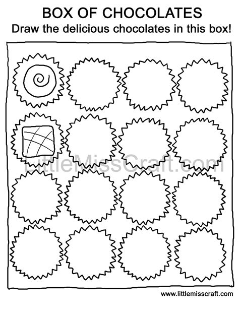 doodle page | free printable doodle coloring page, chocolates, box of ...