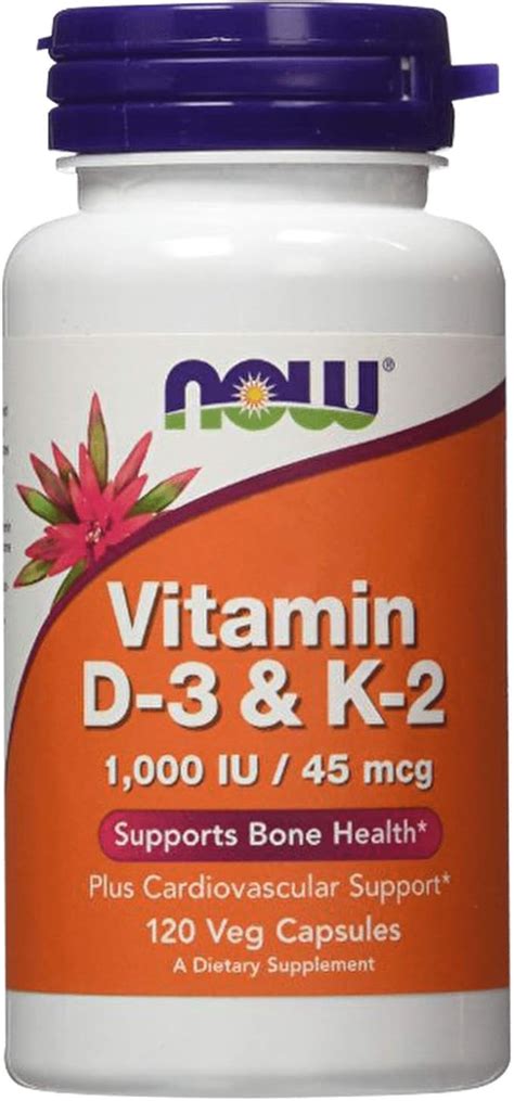 NOW Foods - Vitamin D3 & K2 - 120 Vegetarian Capsules: Amazon.com.au ...