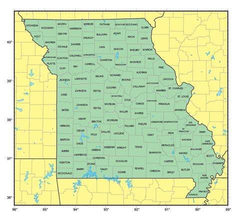 Detailed administrative map of Missouri state | Vidiani.com | Maps of ...